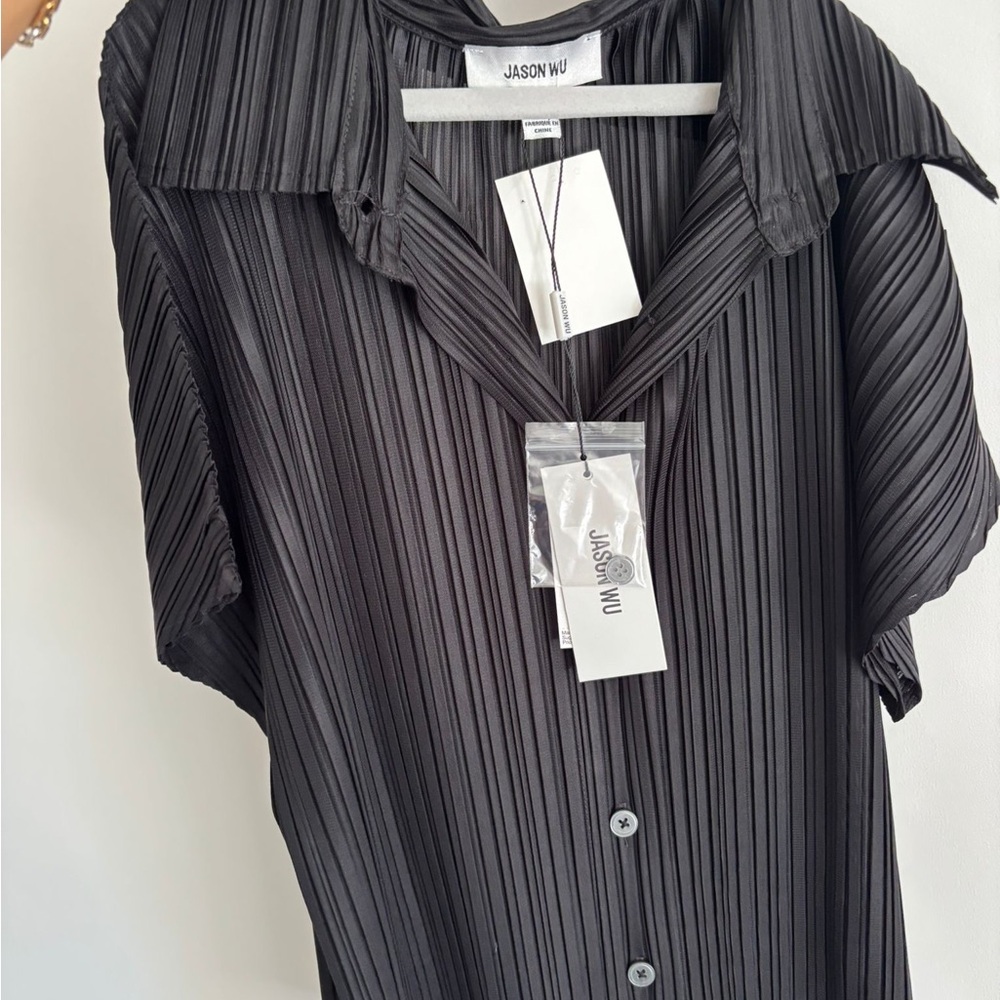 Jason Wu Charcoal Pleated Blouse - Picture 1 of 2